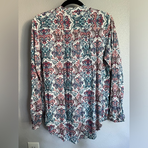 Sundance Peasant Billowy Pleated Long Sleeve Button Down Top - Picture 5 of 7